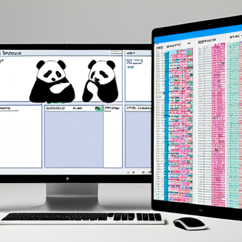 Pandas - The Data Architect**
A clean, futuristic data processing machine (representing the Pandas DataFrame) is at the center, transforming chaotic, raw data streams into perfectly structured and organized tabular data. On one side, disarrayed numbers, fragmented text, and missing values flow in like a tangled mess. On the other, vibrant, logically segmented tables emerge, clean and ready for analysis, conveying the ease of data cleaning and manipulation. The style should be minimalist, highlighting efficiency and order.

**