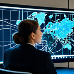 A professional individual in a modest business suit, seated at a modern workstation, gazing intently at a large screen displaying an intricate, luminous network of interconnected data points and flowing information streams. A subtle 'aha!' moment is visible on their face, illustrating the profound understanding of complex data. The background is a clean, organized data center or office, bathed in soft, intelligent light. The overall mood is one of discovery and empowerment. fully clothed, appropriate attire, safe for work, perfect anatomy, natural proportions, professional photography, high quality, professional, family-friendly, well-formed hands, proper finger count, natural body proportions, appropriate content.