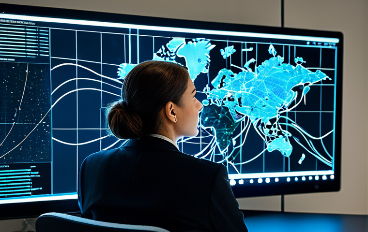 A professional individual in a modest business suit, seated at a modern workstation, gazing intently at a large screen displaying an intricate, luminous network of interconnected data points and flowing information streams. A subtle 'aha!' moment is visible on their face, illustrating the profound understanding of complex data. The background is a clean, organized data center or office, bathed in soft, intelligent light. The overall mood is one of discovery and empowerment. fully clothed, appropriate attire, safe for work, perfect anatomy, natural proportions, professional photography, high quality, professional, family-friendly, well-formed hands, proper finger count, natural body proportions, appropriate content.