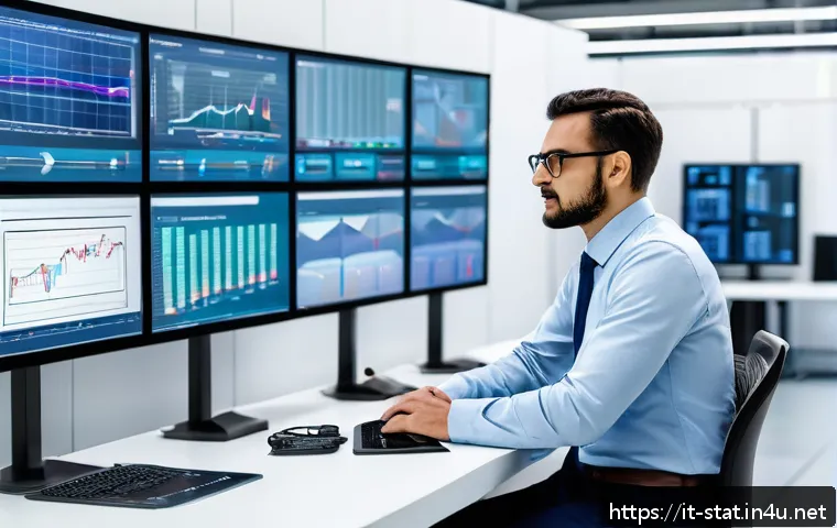 통계분석 직군의 산업별 차이점 - A modern Italian manufacturing plant control room featuring a professional data analyst monitoring m...