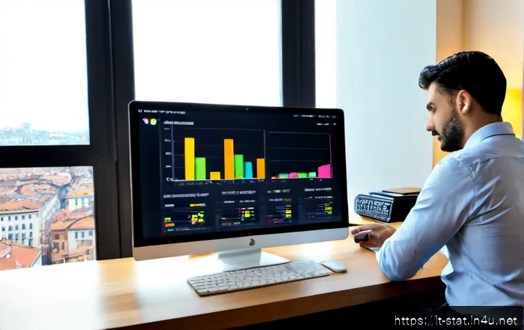 통계분석가를 위한 클라우드 서비스 활용법 - Photorealistic Italian data analyst in a bright contemporary home office in Milan, reviewing cloud-b...